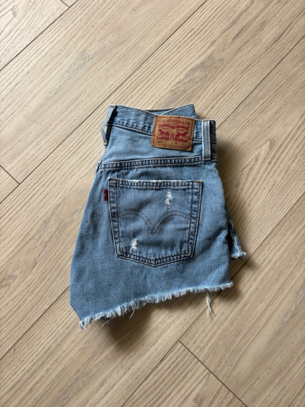 Levi's Light Blue Distressed 501 Shorts